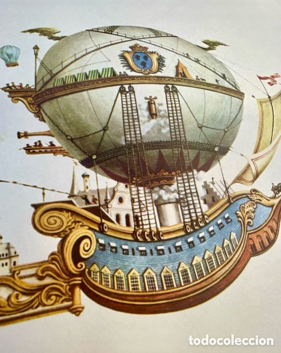 Arte: Grande y Antigua Litograf&iacute;a 1956 Globo Aerost&aacute;tico