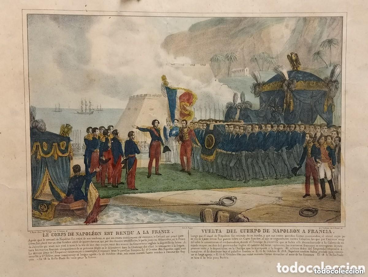 Kunst: VUELTA DEL CUERPO DE NAPOLEON A FRANCIA. A&Ntilde;O 1840. LITOGRAF&Iacute;A A COLOR DE TURGIS. PARIS