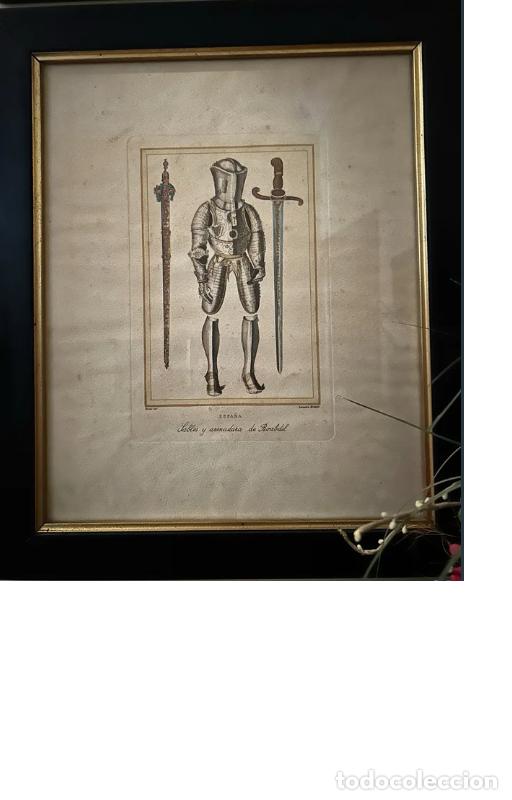 Art: Lote 4 Grabados acero S. XIX - Armaduras Hist&oacute;ricas - El Universo Pintoresco - Lemaitre