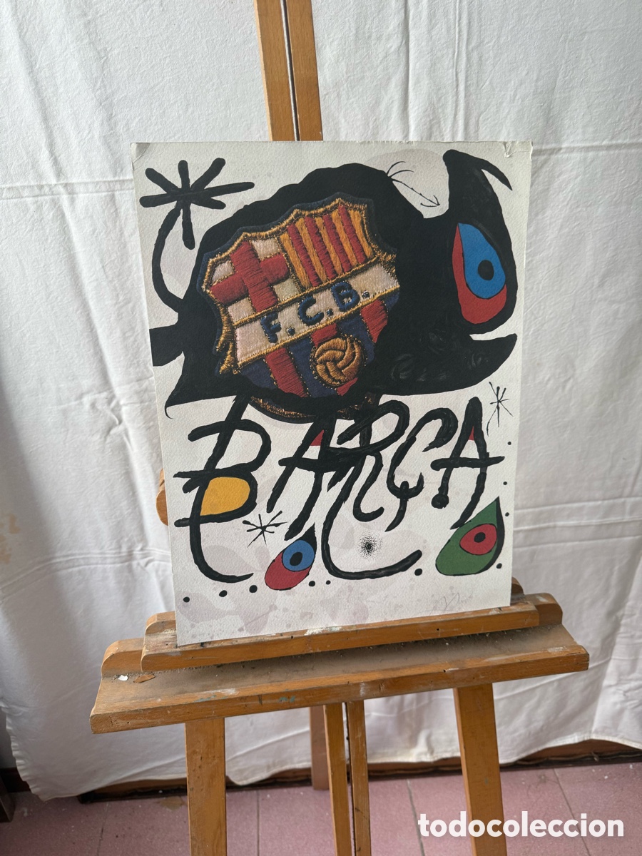 Arte: Joan Mir&oacute; Bar&ccedil;a litograf&iacute;a sobre papel firmada en plancha F.C. Barcelona arte catal&aacute;n 43X33 cm