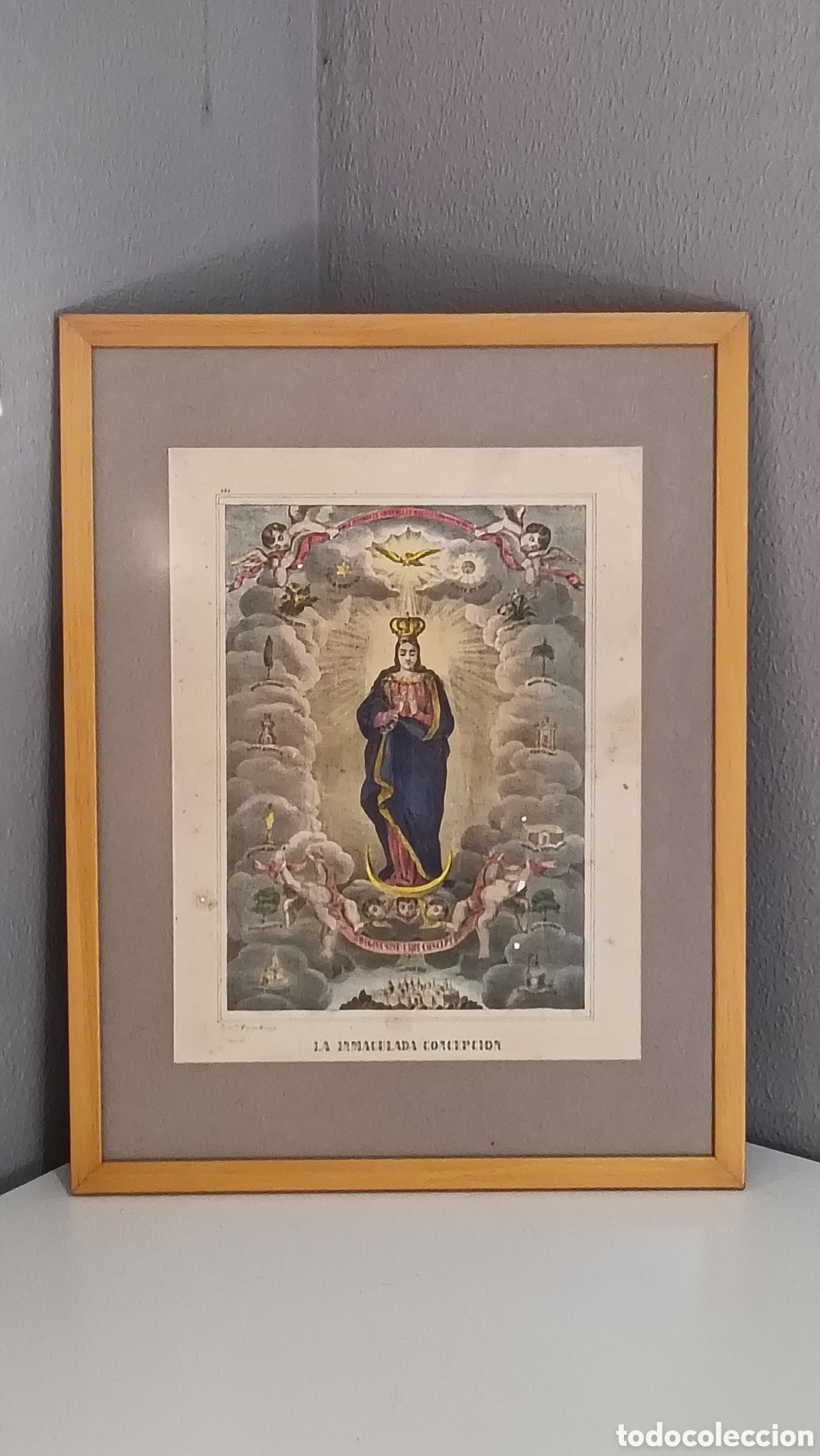 Arte: Antigua L&aacute;mina Religiosa Inmaculada Concepci&oacute;n