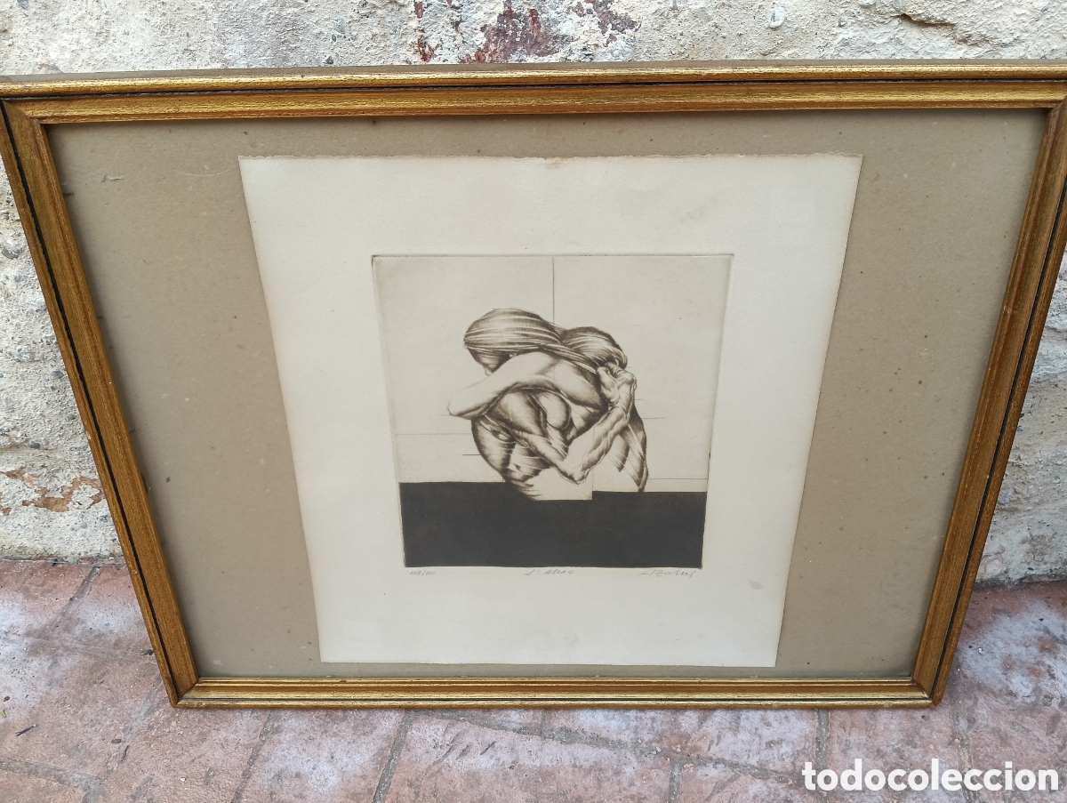 Arte: Litograf&iacute;a el abrazo l'abra&ccedil; creo azosus