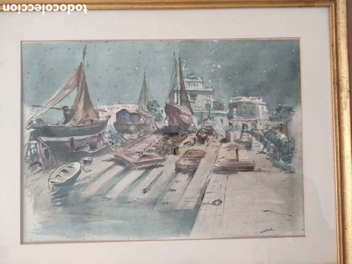 Arte: Francesc Mars&agrave; Figueras litograf&iacute;a original acolorida y firmada a l&aacute;piz