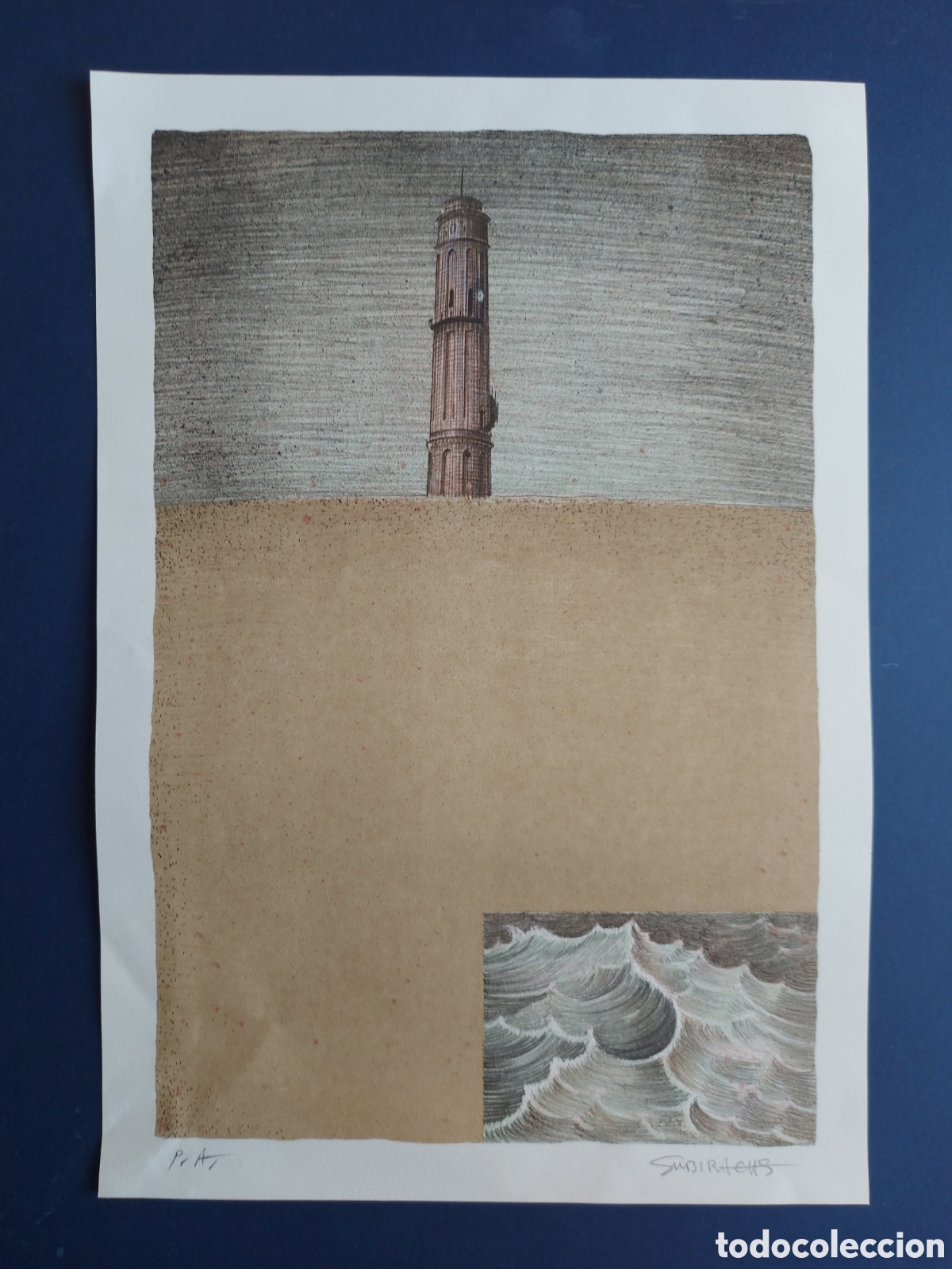 Arte: JOSEP M&ordf; SUBIRACHS &rdquo;EL FARO SOLITARIO&rdquo; LITOGRAFIA