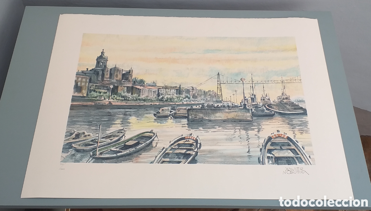 Arte: LITOGRAFIA XABIER NOGUERA &rdquo;PUENTE COLGANTE DE PORTUGALETE&rdquo;