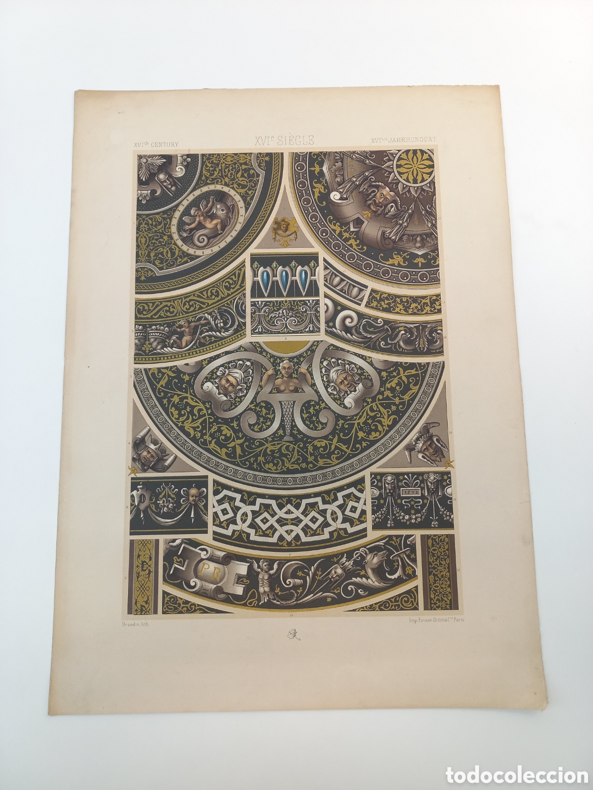 Arte: Antigua Litograf&iacute;a Dise&ntilde;o Barroco XVI Siecle. Firmin-Didot et Cie.