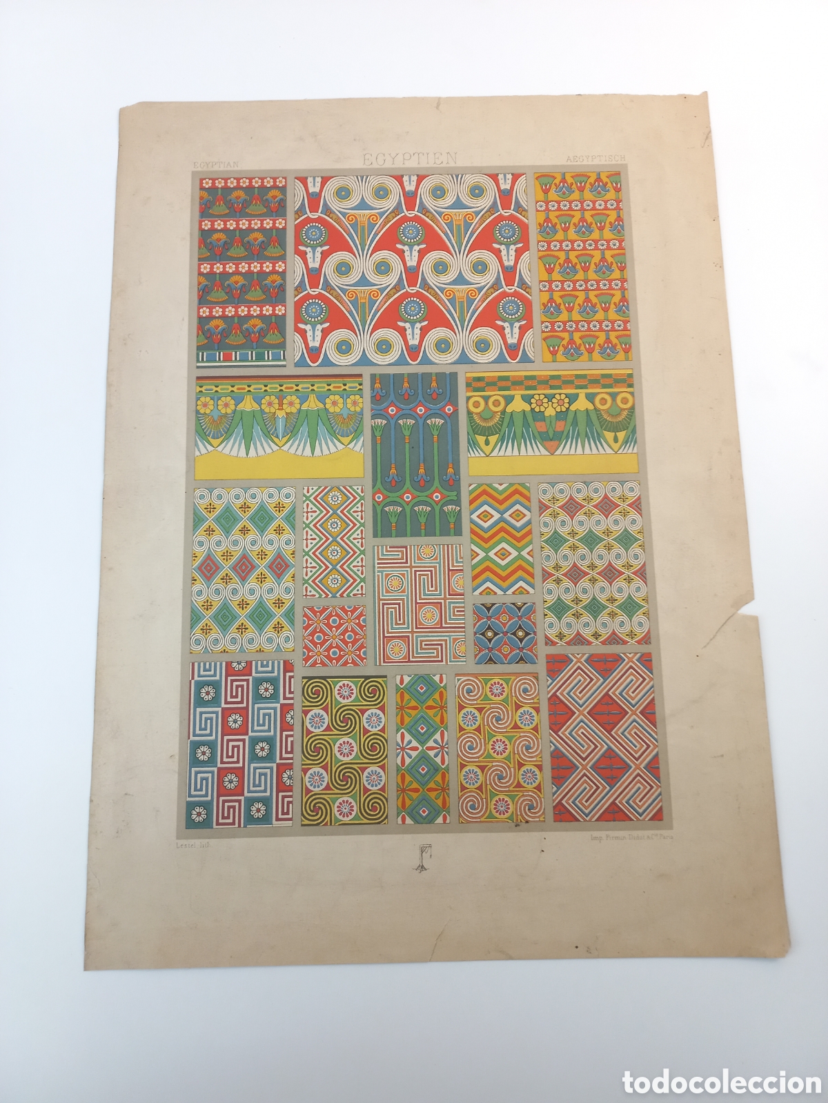 Arte: Antigua Litograf&iacute;a Dise&ntilde;o Egpcio. Firmin-Didot et Cie.