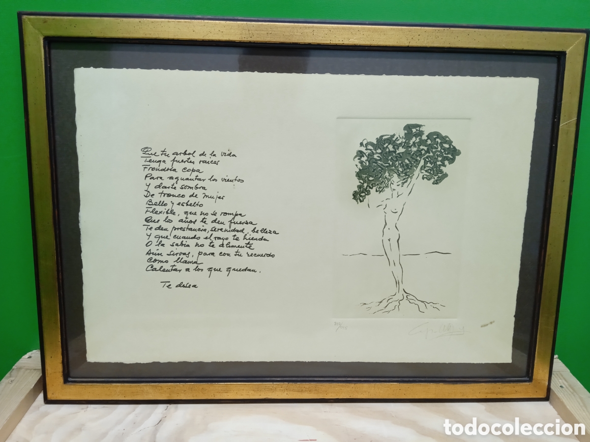 Arte: 202/245 ... LITOGRAF&Iacute;A+ POEMA ...NO LOGRO IDENTIFICAR LA FIRMA!!!