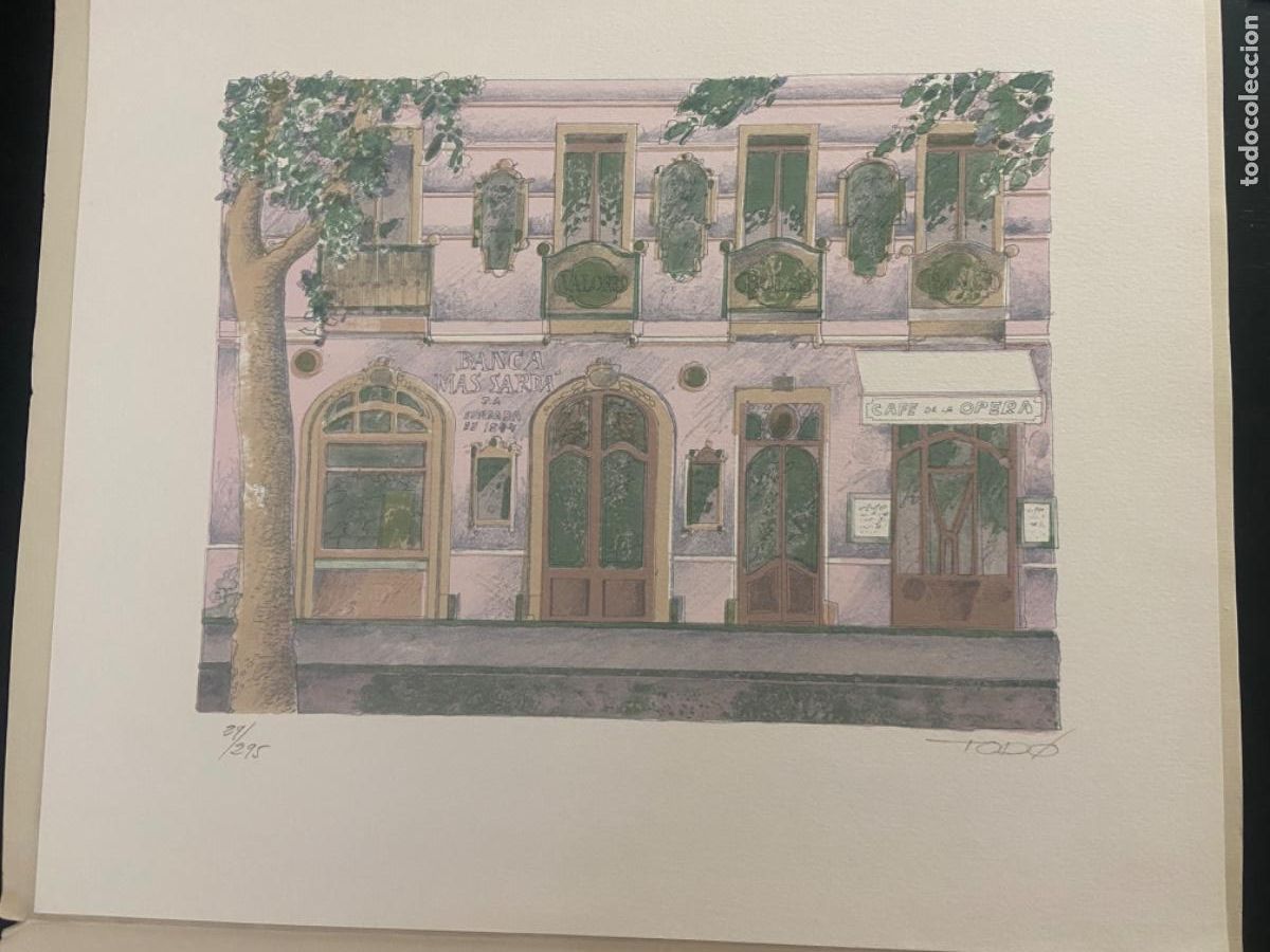Kunst: Francesc Tod&oacute; - Litograf&iacute;a original Cafe dels Artistes- Firmada y numerada 29/295