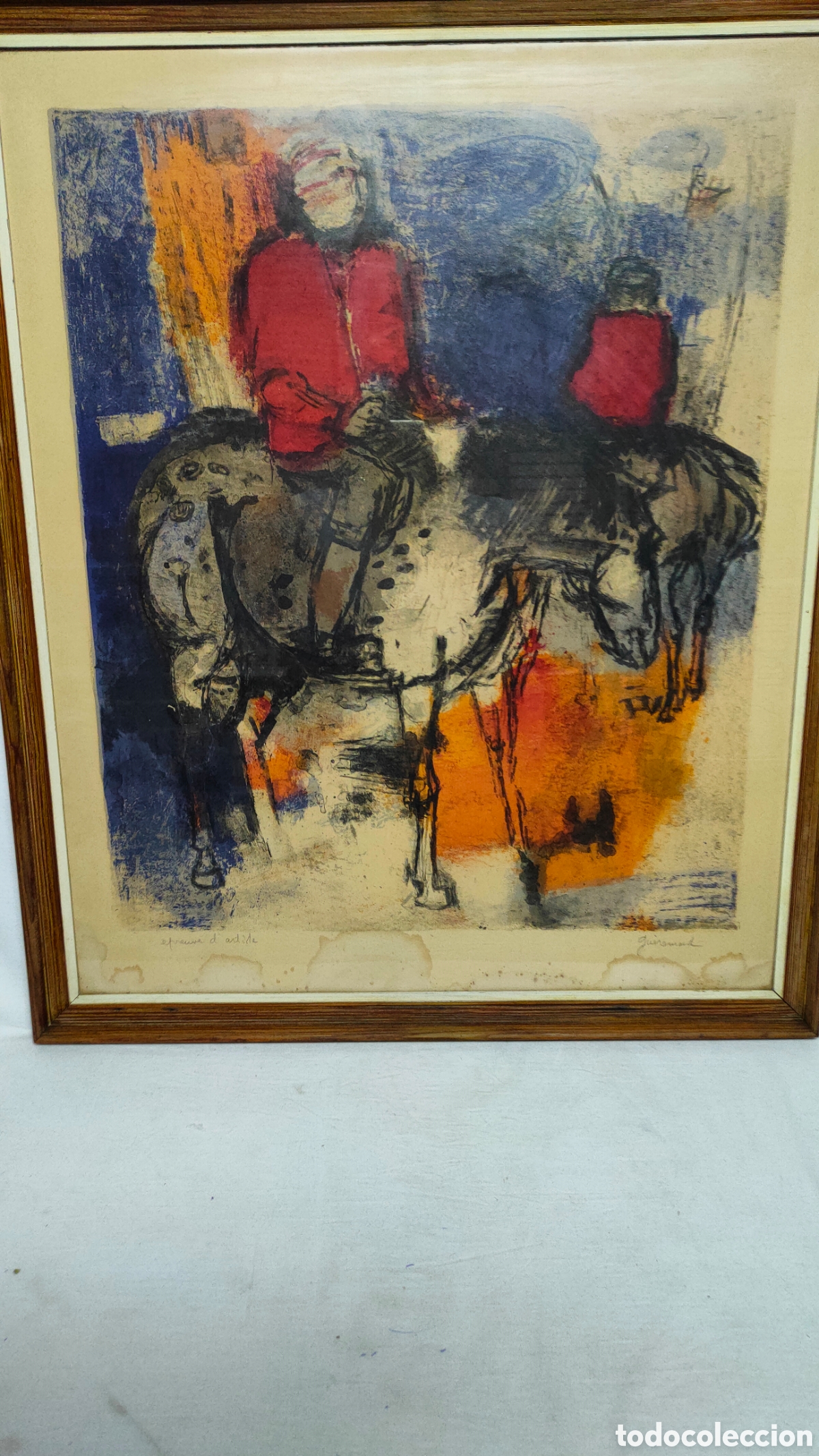 Arte: LITOGRAF&Iacute;A ORIGINAL EN COLOR DE PAUL GUIRAMAND(1926-2007).TITULADA &rdquo;LE CAVALIER&rdquo;(EL JINETE).