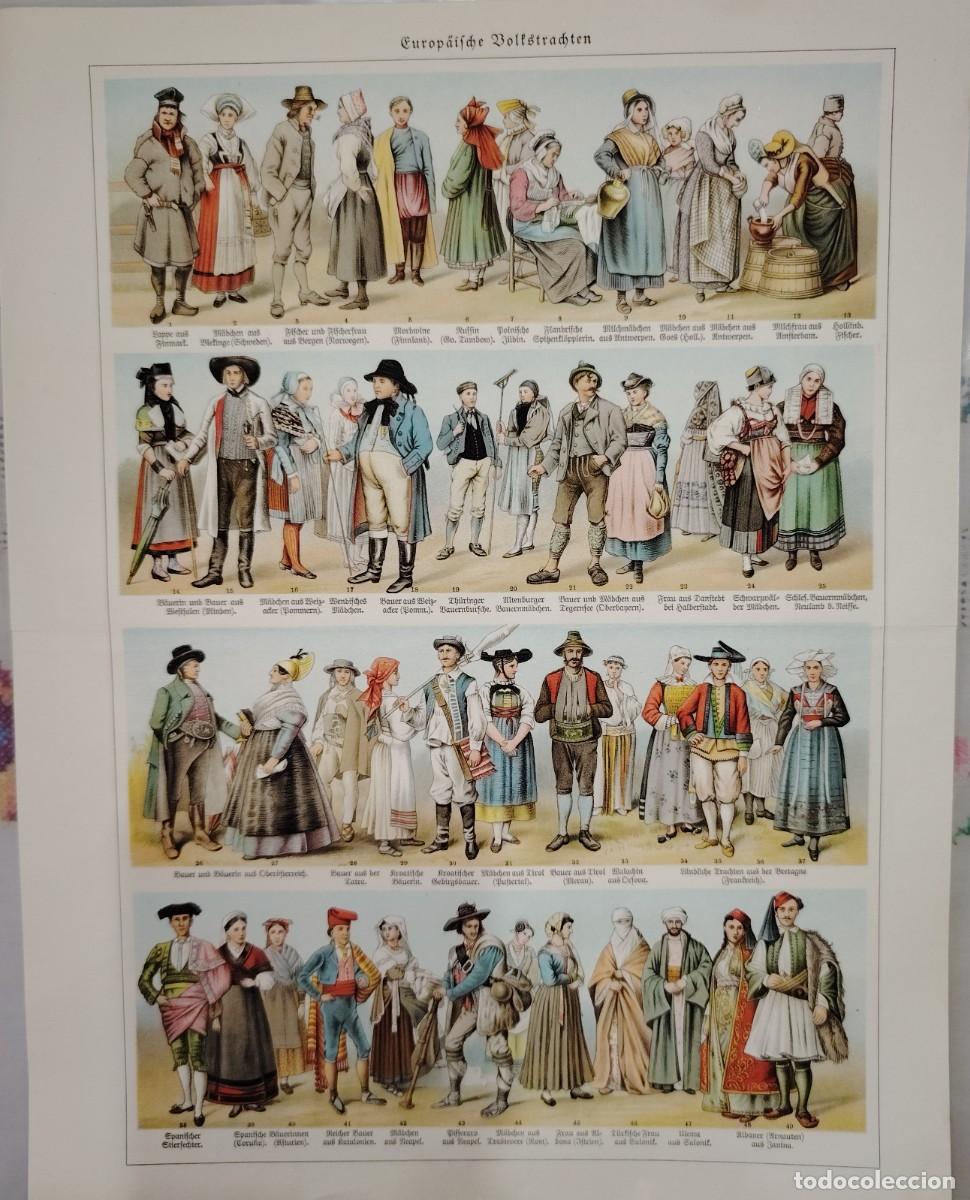Art: VIEJOS GRABADO LITIGRAFIADO TRAJES EUROPEOS
