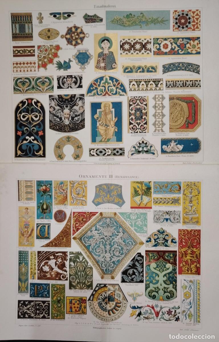 Art: 2 VIEJOS GRABADO LITIGRAFIADO ORNAMENTOS HISTORICOS LOTE 1