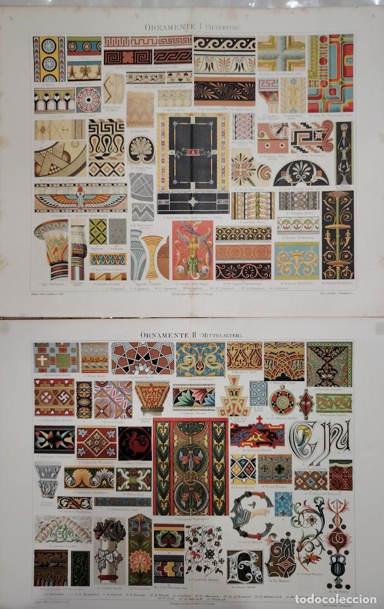 Art: 2 VIEJOS GRABADO LITIGRAFIADO ORNAMENTOS HISTORICOS LOTE 2