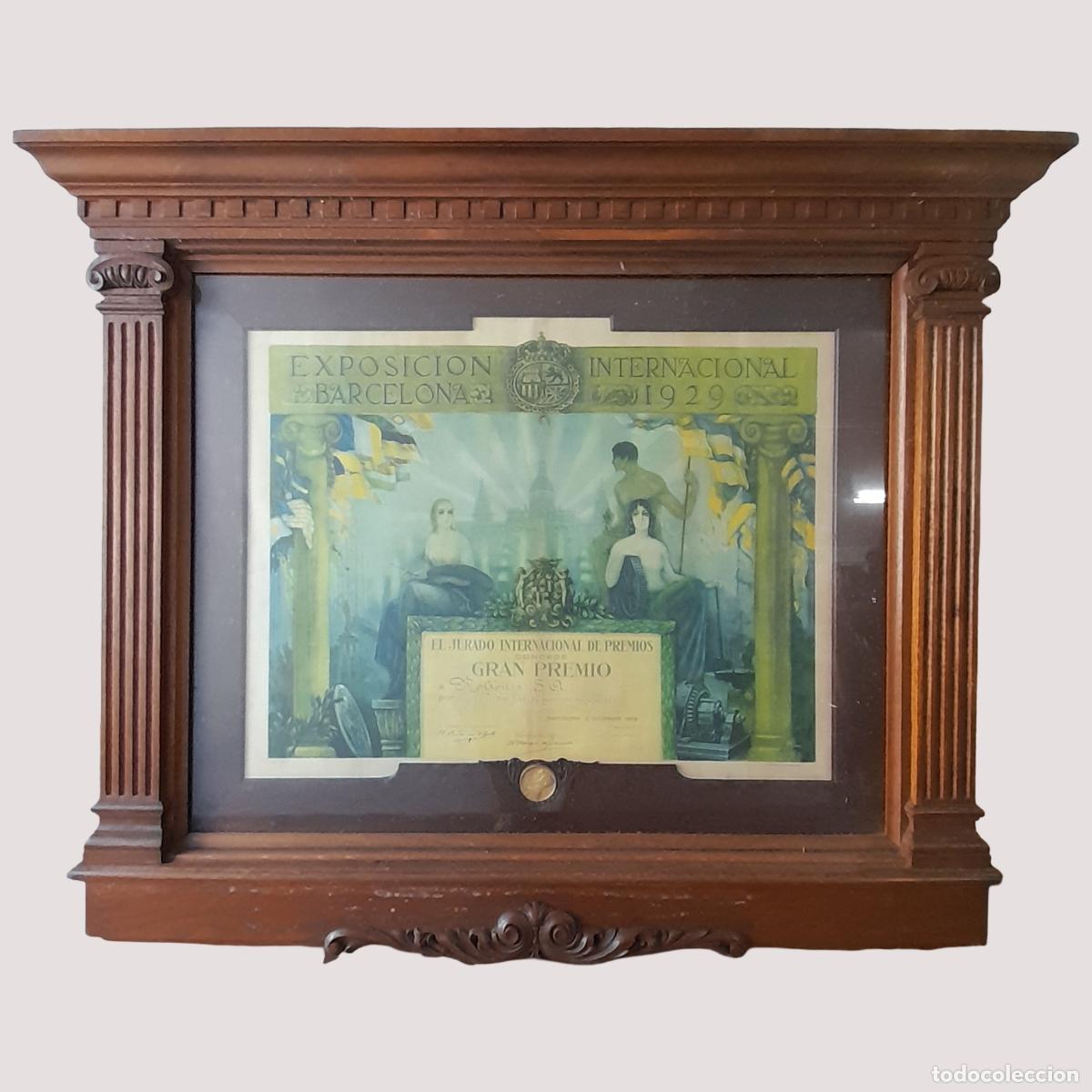 Arte: ANTIGUO CARTEL EXPOSICI&Oacute;N UNIVERSAL BARCELONA 1929. GRAN PREMIO.