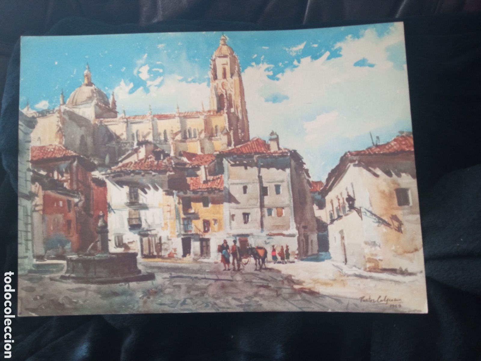 Arte: PLAZA DE SAN ESTEBAN, (Segovia) Litograf&iacute;a offse, numerada de Pastor Calpena