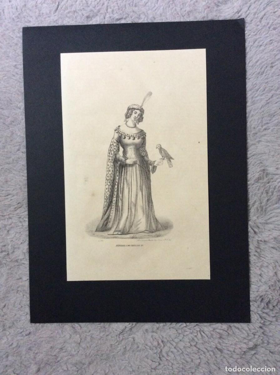 Art: Senhora do s&eacute;culo XV - Litografia do s&eacute;culo XIX
