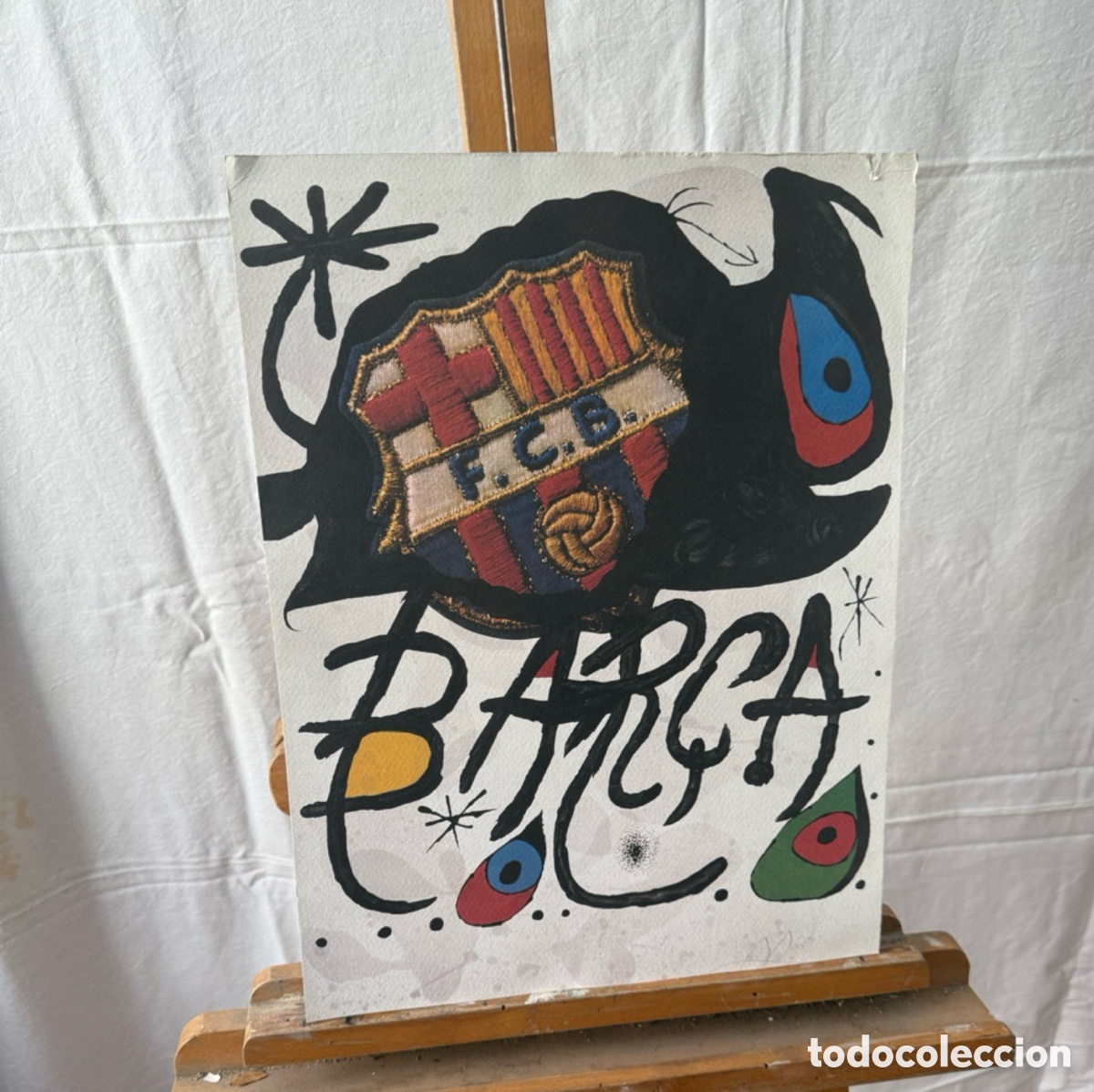 Art: Joan Mir&oacute; Bar&ccedil;a litograf&iacute;a sobre papel firmada en plancha F.C. Barcelona arte catal&aacute;n 43X33 cm