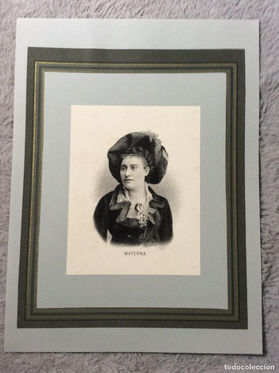 Arte: Litografia do s&eacute;culo XIX - Materna ( cantora l&iacute;rica soprano austr&iacute;aca