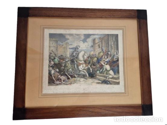 Arte: Gonzalo Desarmado por la Hermosura de Zulema - Litograf&iacute;a Coloreada - Imp. Lemercier - S. XIX