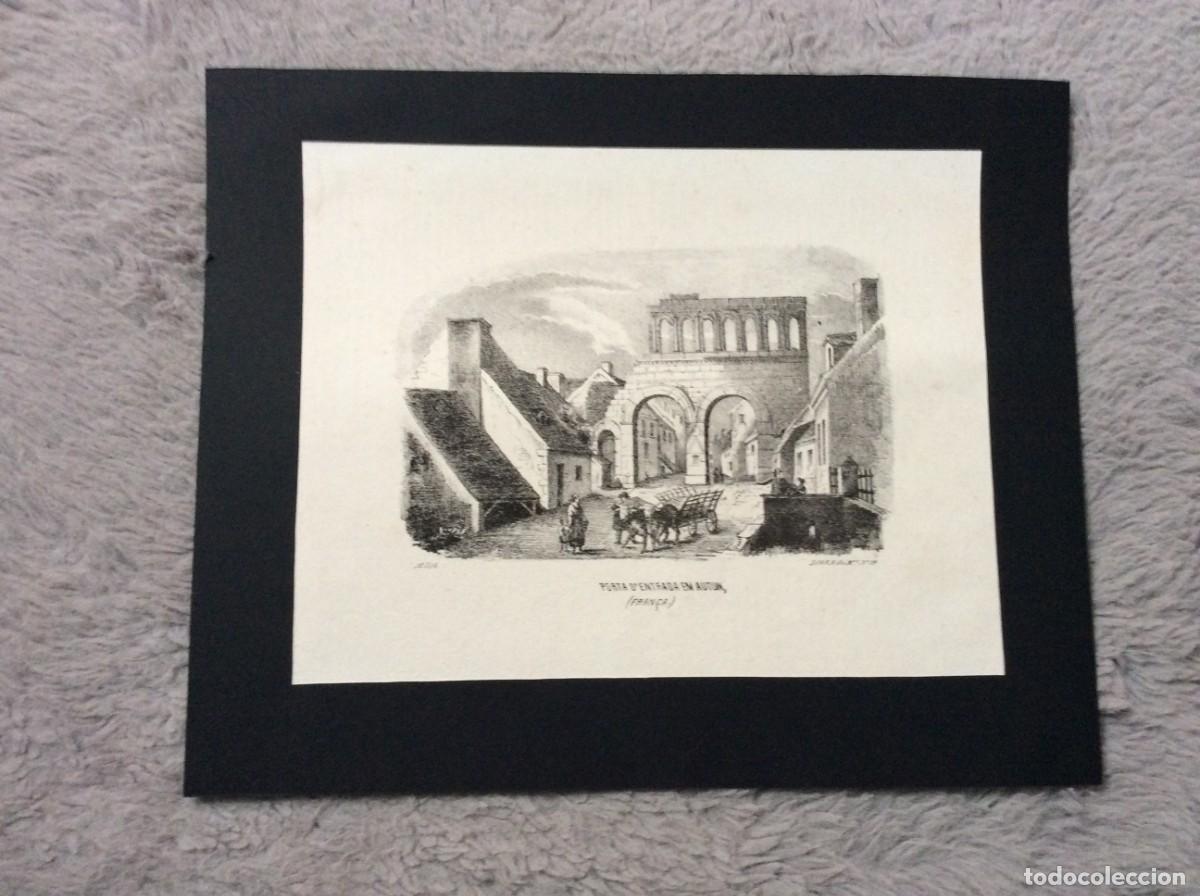 Arte: Porta d&acute;entrada em Autun - Litografia do s&eacute;culo XIX