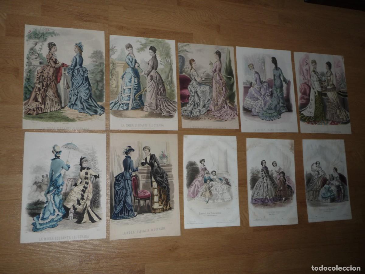 Arte: LOTE 10 LITOGR&Aacute;FIAS DE MODA SIGLO XIX ORIGINALES Y COLOREADAS A MANO