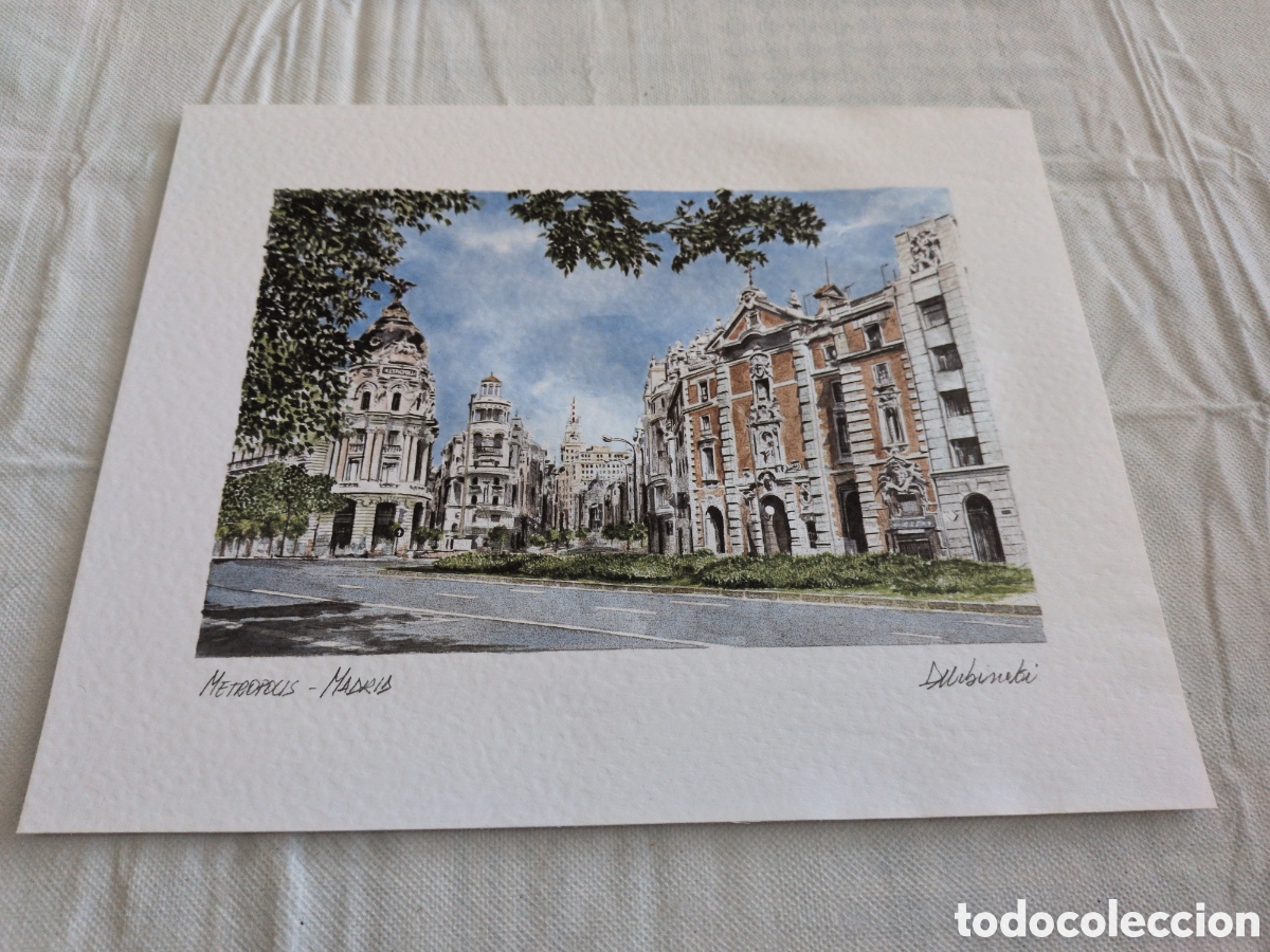Arte: Preciosa litograf&iacute;a de calidad Metr&oacute;polis Madrid. Firmado por autor