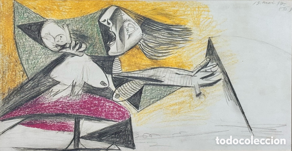 Arte: PABLO PICASSO - LITOGRAF&Iacute;A FACSIMIL, 42 ESTUDIOS DEL GUERNICA - A&Ntilde;O 1990