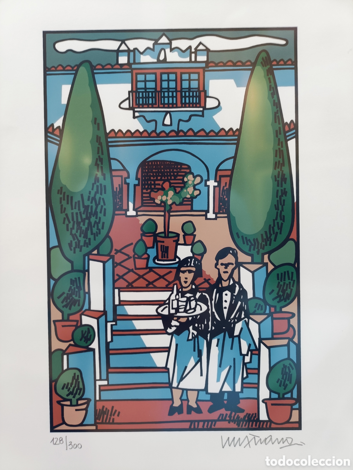 Arte: Eugenio Chicano. Litograf&iacute;a firmada y Numerada. MEDIDAS CON MARCO 54&times;41 CM