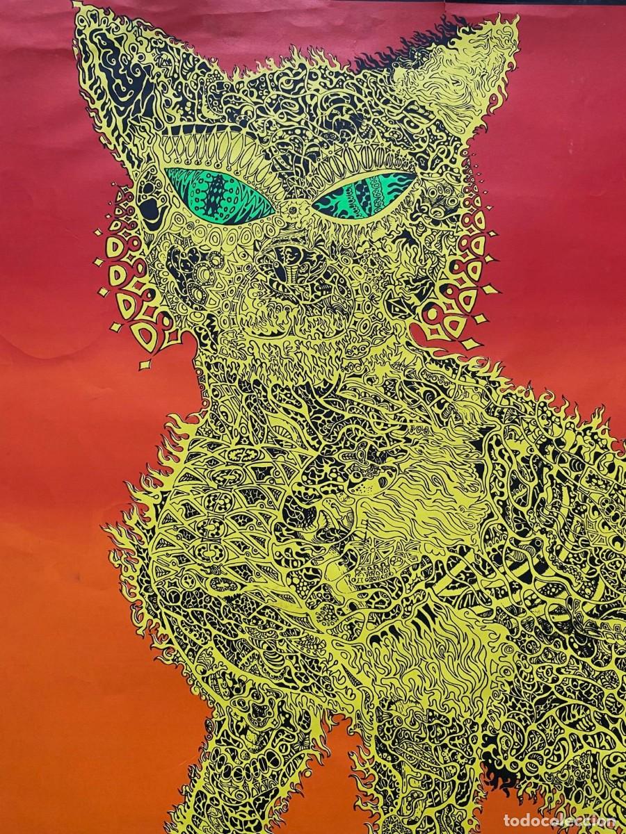 Arte: Radiant Kitty, gato, arte psicod&eacute;lico, 1970's, cartel litogr&aacute;fico, Editions Photos-G&eacute;antes, Paris.
