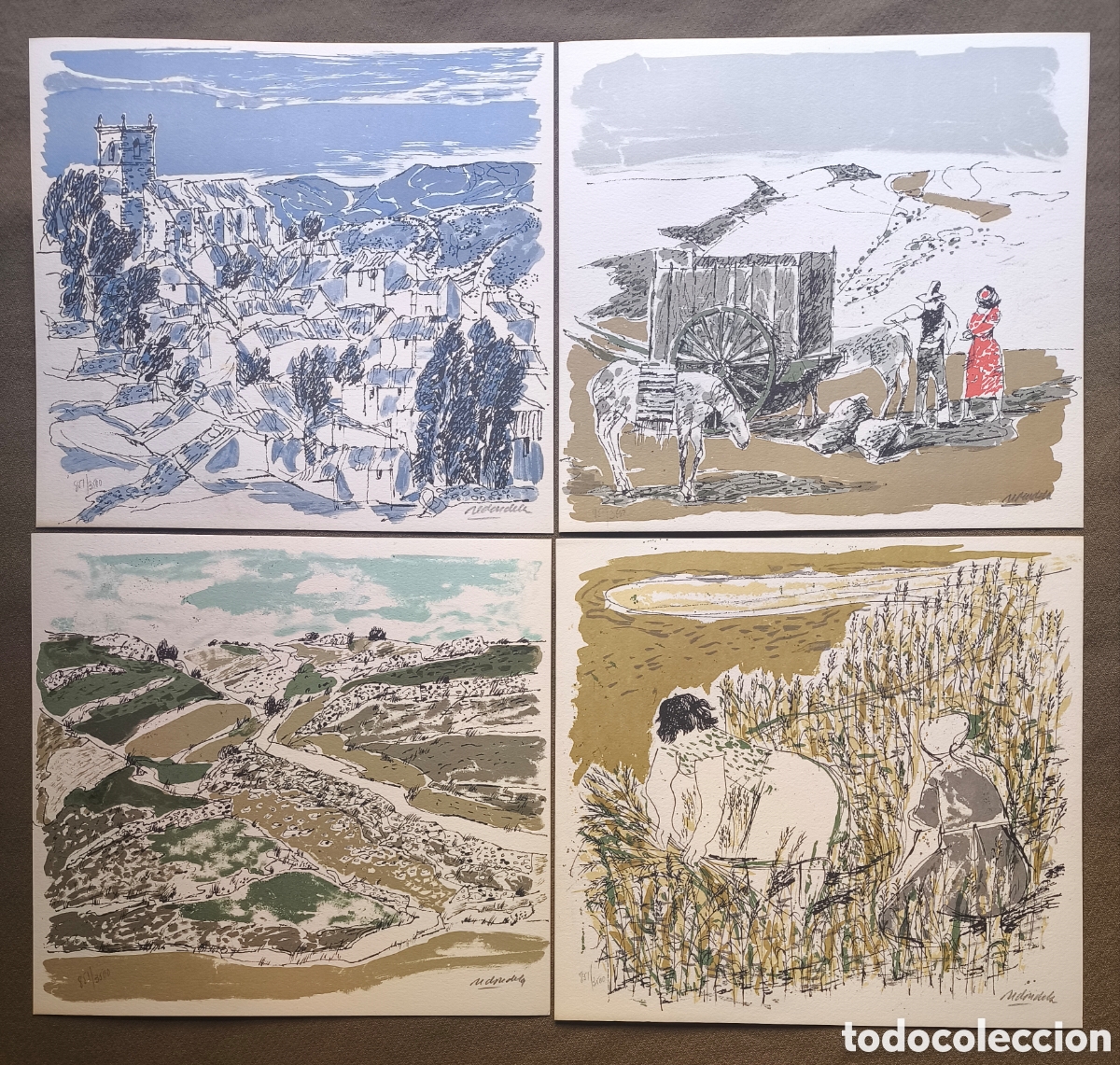 Arte: AGUST&Iacute;N REDONDELA LITOGRAFIA LOTE 4 + LIBRO