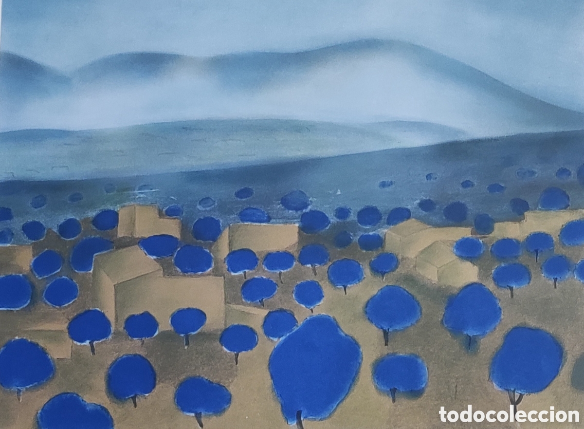 Arte: Juli Ramis (1910 - 1990). Litograf&iacute;a. Original. Paisaje Azul. Firmada. Prueba de Artista.