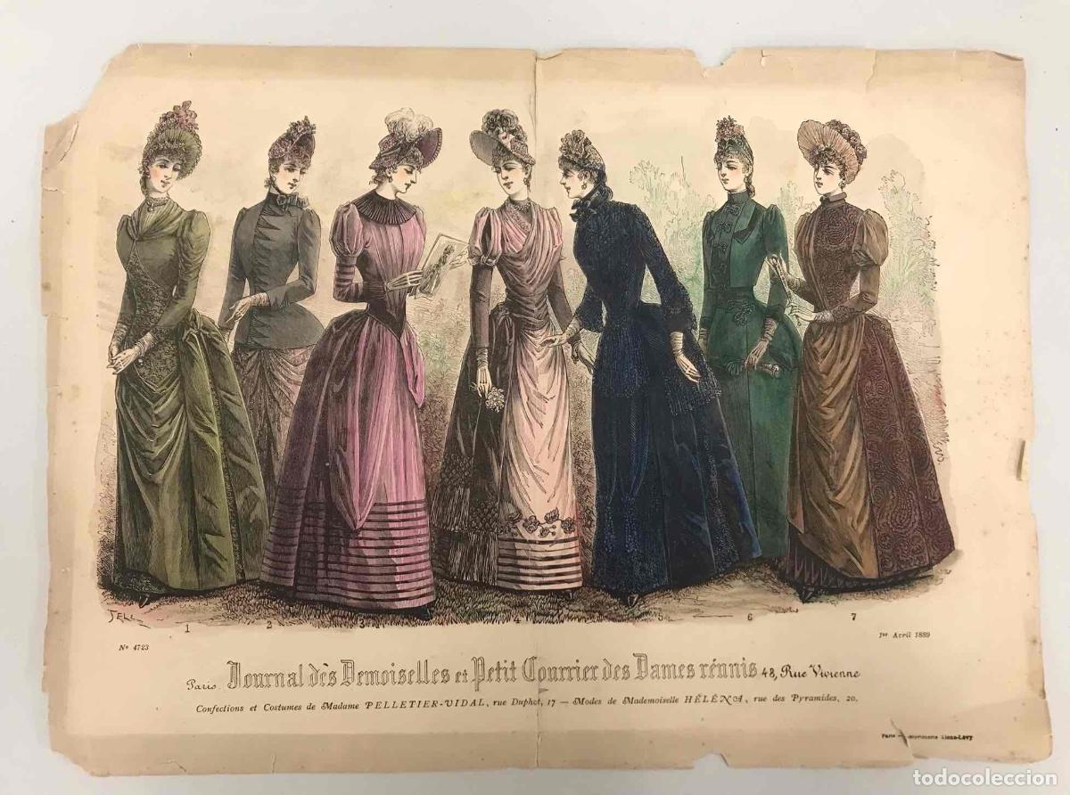 Arte: LAMINA MODA JOURNAL DES DEMOISELLES N&ordm;4723. PARIS A&Ntilde;O 1889