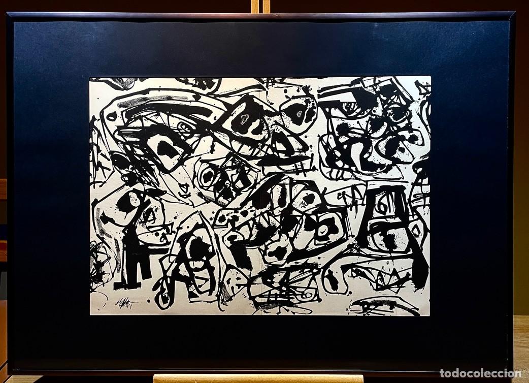 Arte: Antonio Saura. Pochoir de 1961. Enmarcado.