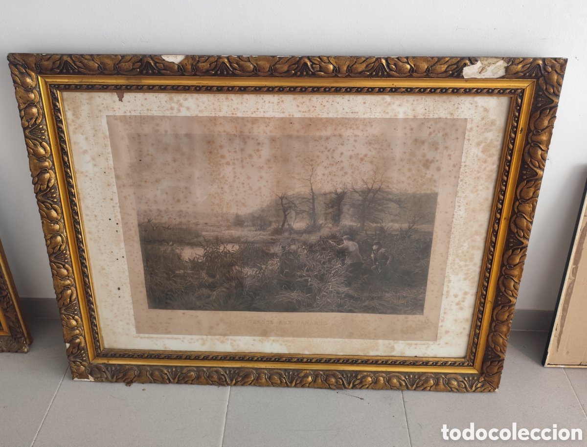 Arte: Litograf&iacute;a o gabrado antiguo GHASSE AUX CANARDS