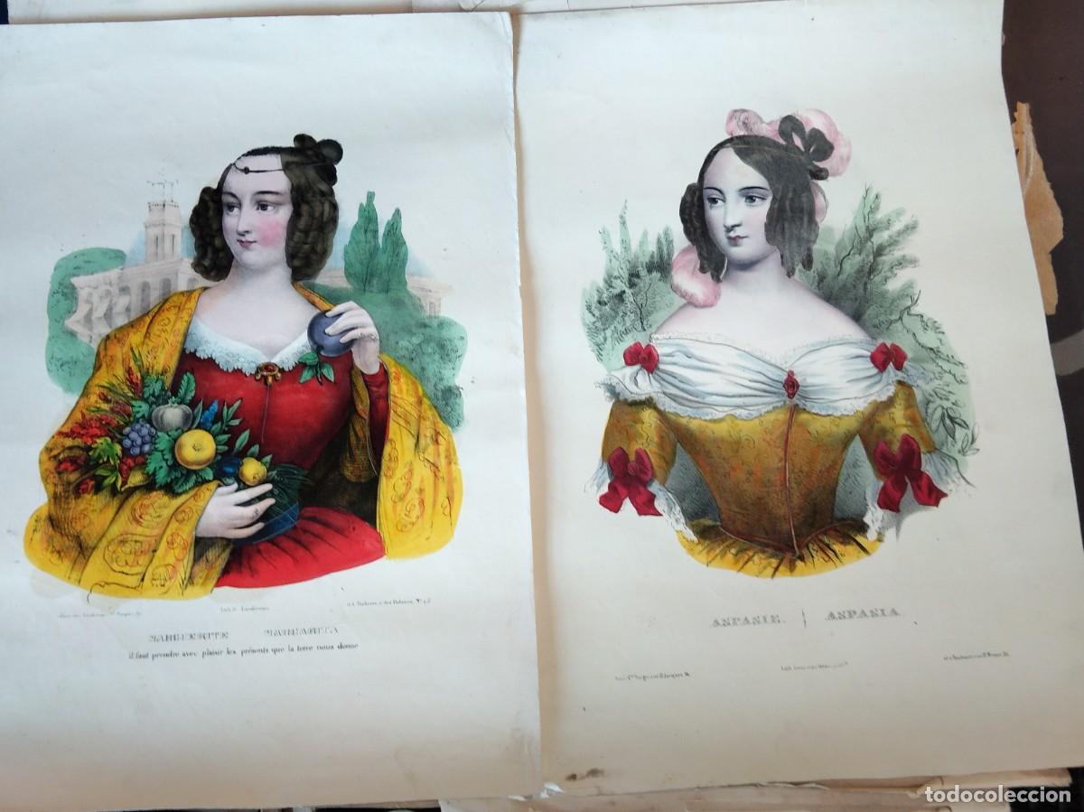 Arte: Pareja, de litograf&iacute;as francesas S XIX Aspasia y Margarita