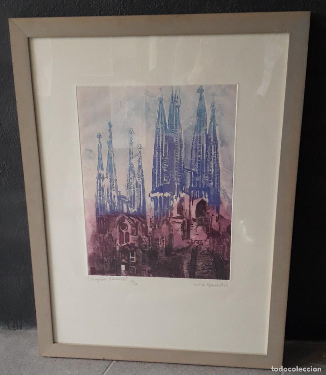 Arte: CUADRO LITOGRAF&Iacute;A, SAGRADA FAMIL&Iacute;A, 48/100, CON FIRMA M&ordf;A. RAVENTOS.