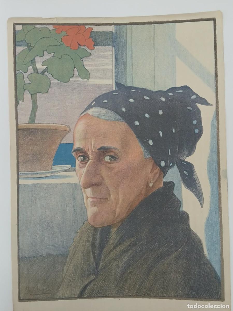 Arte: LITOGRAFIA ORIGINAL ALDEANA VASCA FELICIAN VON MYRBACH ANOS 30