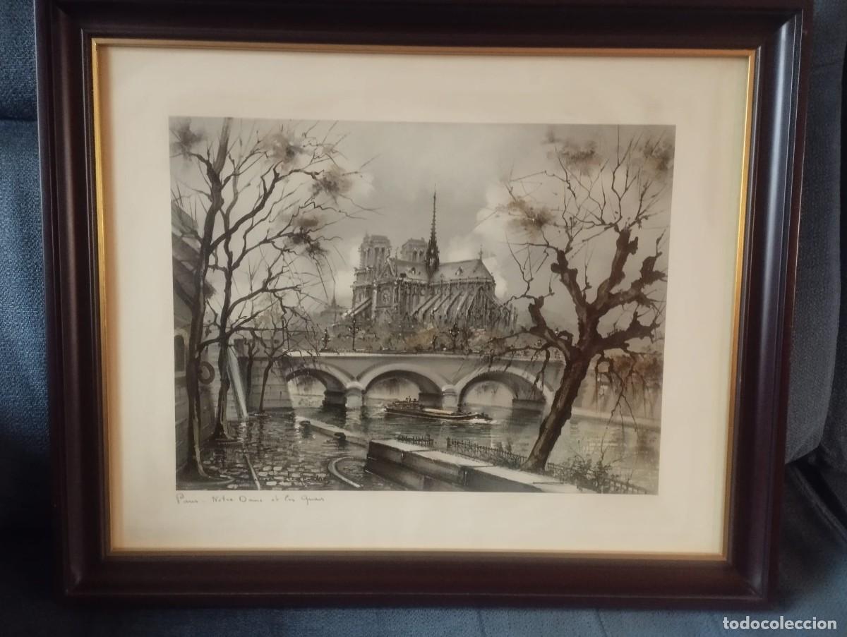 Arte: Litograf&iacute;a del pintor franc&eacute;s Maurice Legendre, titulada &rdquo;Paris - Notre Dame et les Quais&rdquo;