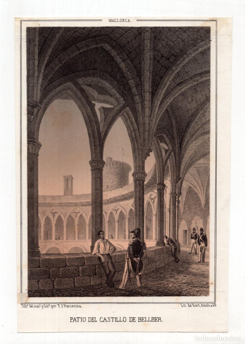 Art: MALLORCA.- PATIO INTERIOR DEL CASTILLO DE BELLVER. F.X. PARCERISA. 23,5X16,2.