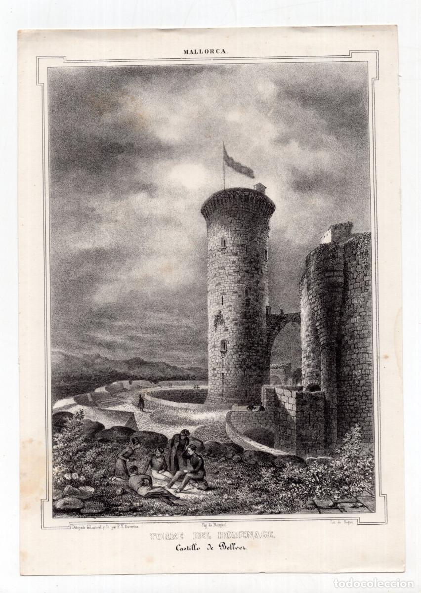 Art: MALLORCA.- TORRE DEL HOMENAJE - CASTILLO DE BELLVER. F. X. PARCERISA. 25X17,5.