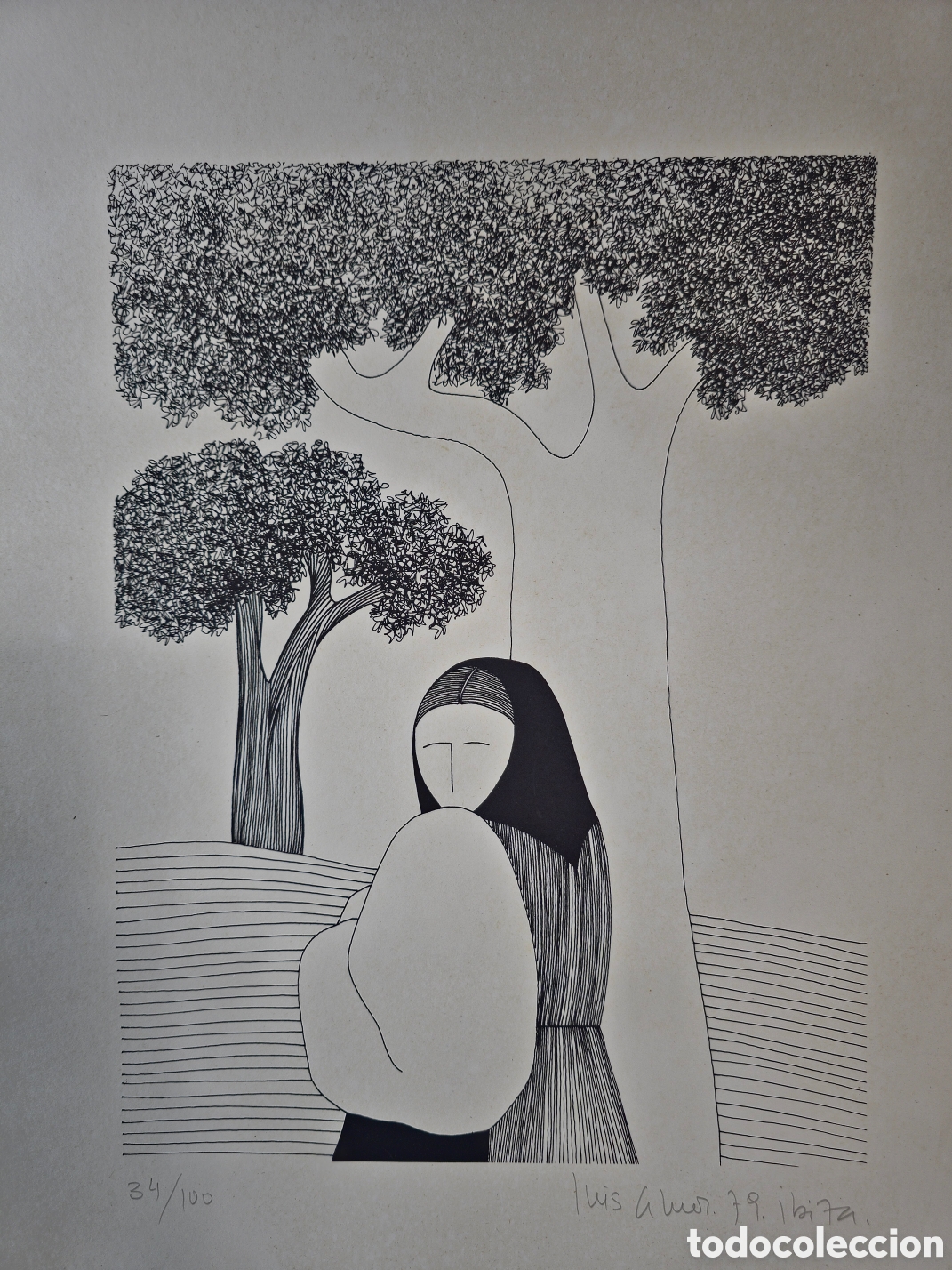 Arte: Litografia de Ibiza por Luis Amor a&ntilde;o 79