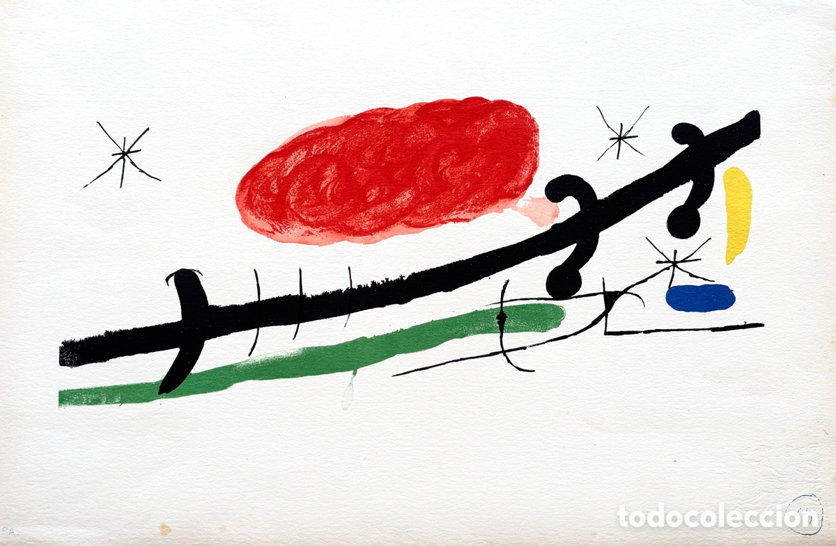 Arte: Joan MIR&Oacute;: &ldquo;Sala Pelaires&rdquo;, 1970. Litograf&iacute;a firmada. 38 x 55,5cm.