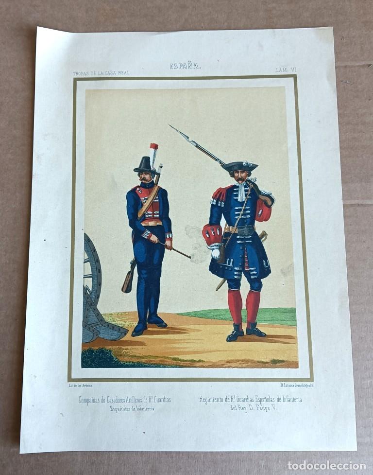 Art: Litograf&iacute;a tropas de la Casa Real ESPA&Ntilde;A -- lir. De los Aristas