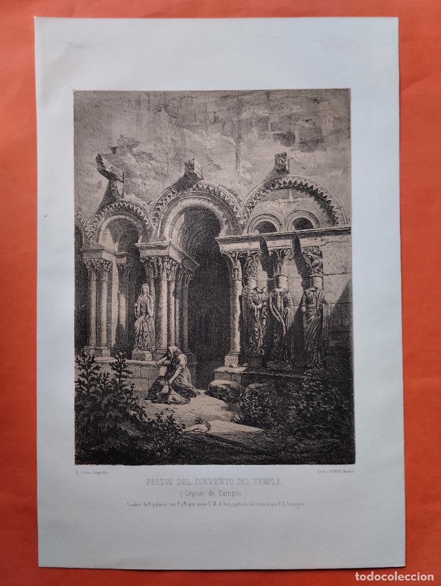 Arte: JHR - LITOGRAFIA J. DONON. RESTOS DEL CONVENTO DEL TEMPLE. CEYNOS DE CAMPOS VALLADOLID. PARCERISA