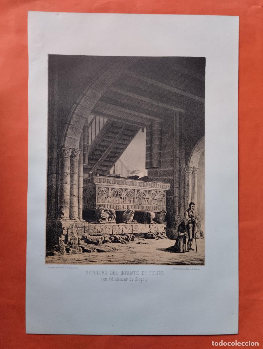 Arte: JHR - LITOGRAFIA J. DONON. PARCERISA. SEPULCRO INFANTE FELIPE. VILLALCAZAR DE SIRGA. PALENCIA
