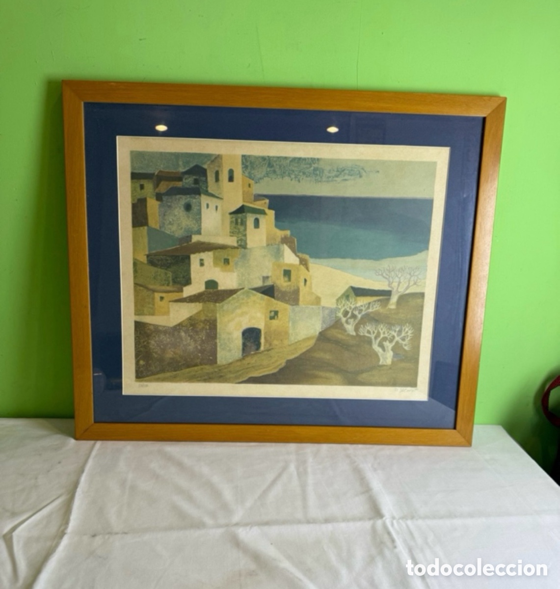 Arte: Ram&oacute;n Llovet Miserol. Litografia sobre papel - Casas junto al mediterr&aacute;neo - Tiraje:234/250.