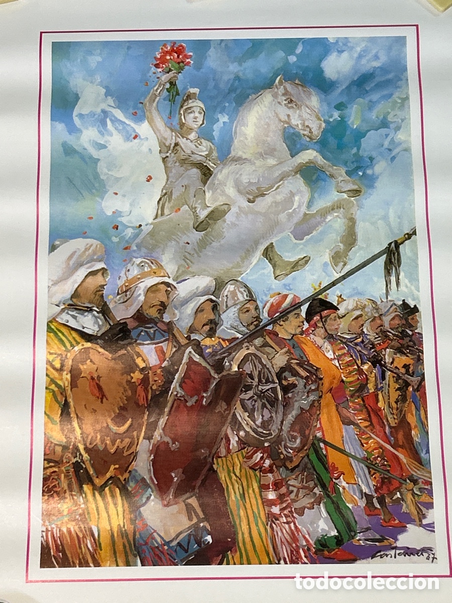 Art: litograf&iacute;a de Ramon Castanyer dedicada a las Fiestas de Moros y Cristianos de Alcoy