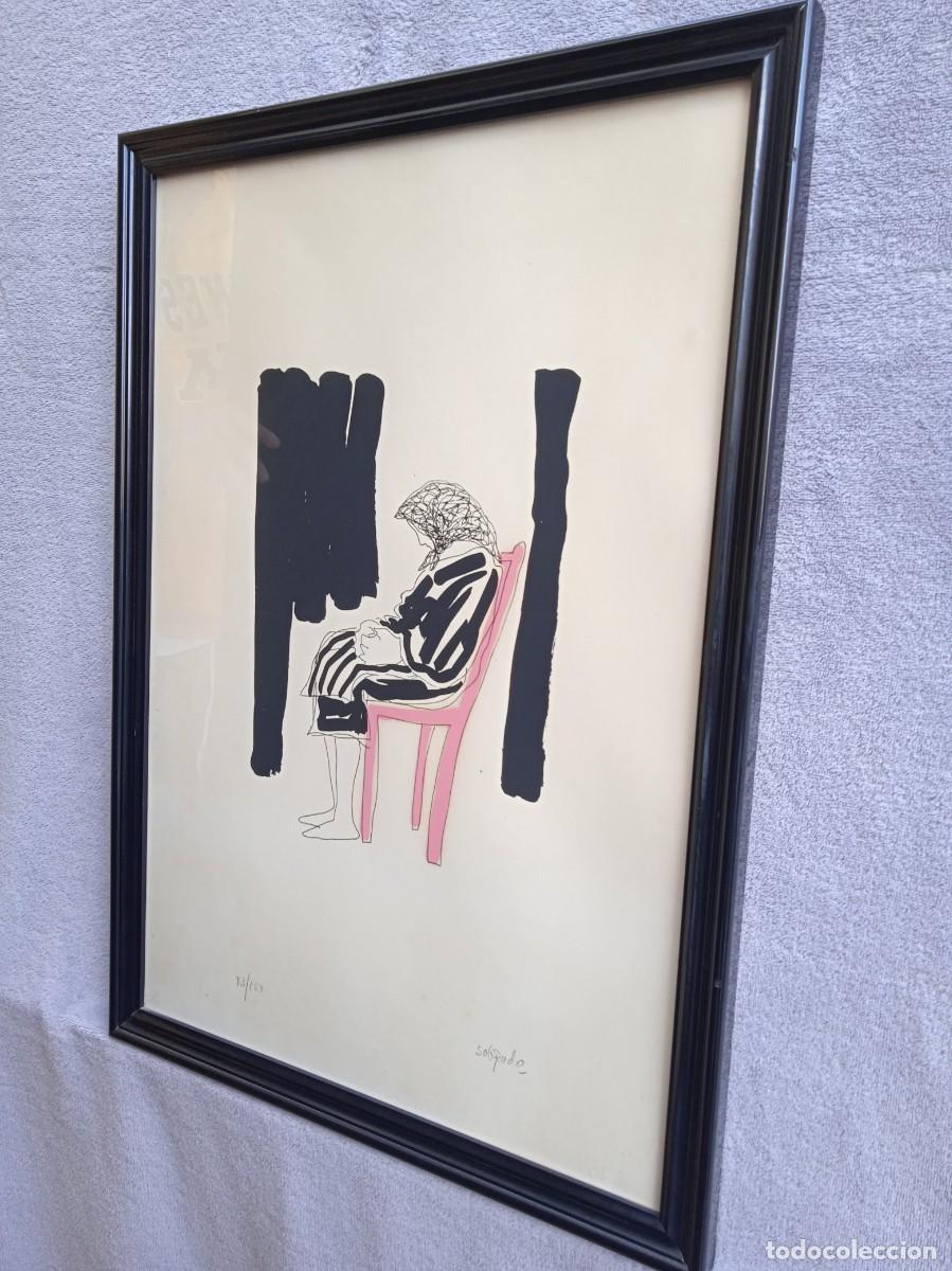 Kunst: MUJER SENTADA. Litograf&iacute;a (0,53 x 0,38). Firmado: Sobrado.