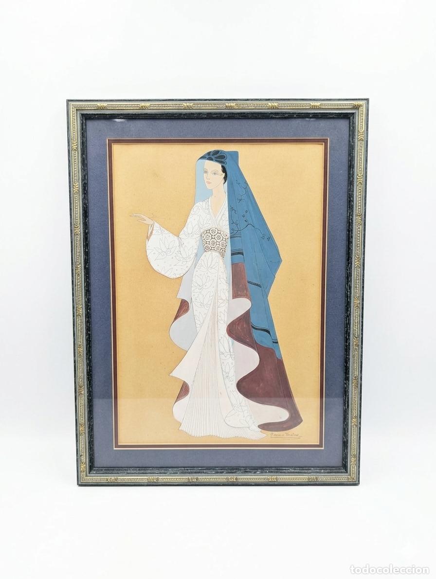 Kunst: Cuadro vintage estilo Art D&eacute;co &ndash; Figura femenina elegante enmarcada