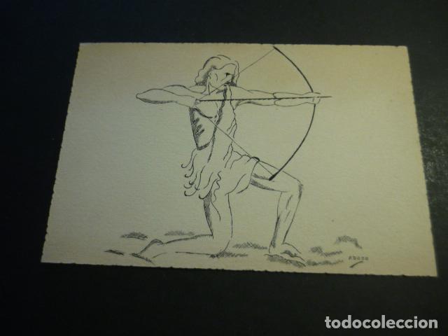 Arte: HOMBRE PREHISTORICO POR P. DIEGO LITOGRAFIA SOBRE TARJETA DE 11 X 16 CM